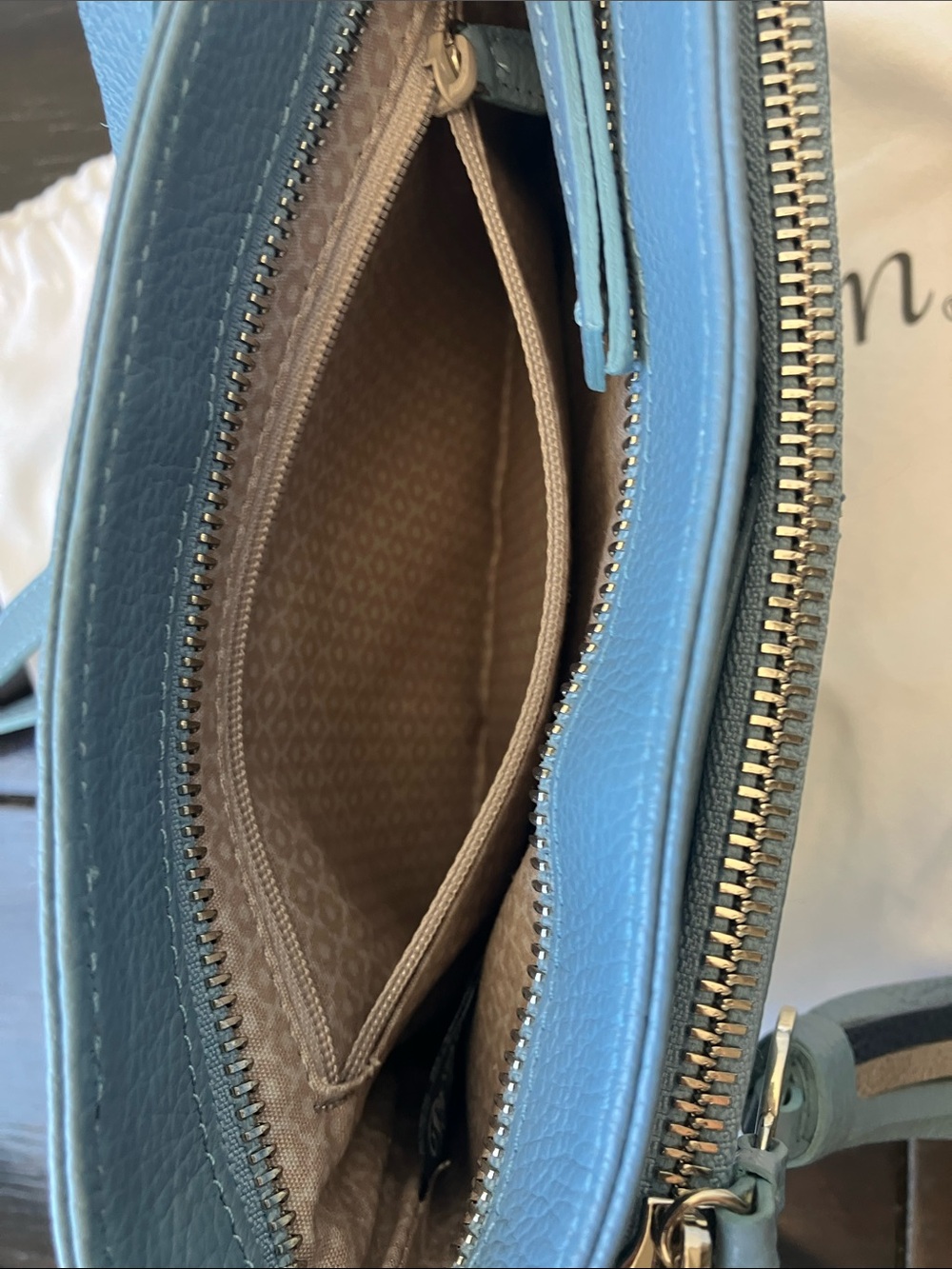 BRIGHTON Barbados City Organizer Blue Pebble Leather Heart-Adorned Tassel NWOT - Picture 6 of 13